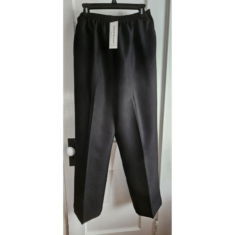 NWT alfred dunner CLASSICS black elastic waist pull on pants Sz 16 pockets